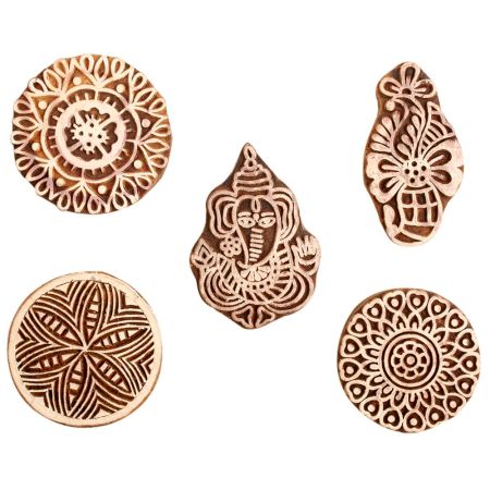 Set of 5 Piece New Mix Wooden Printing Block